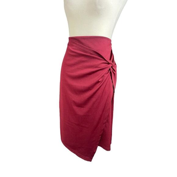 Kate Kasin High Waist Knee Length Skirt Wrap Size XL Red Maroon - Picture 1 of 4